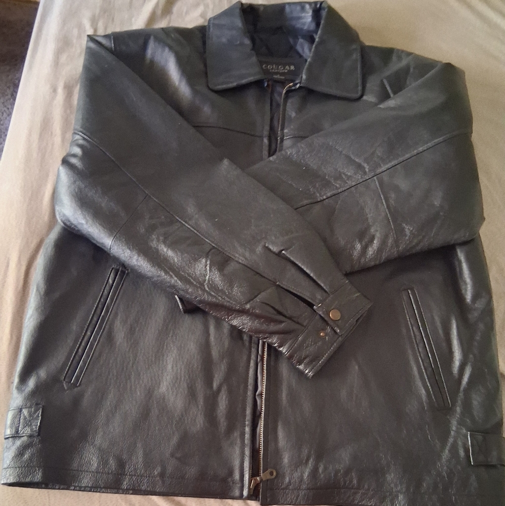 Cougar Black Leather Men's Jacket